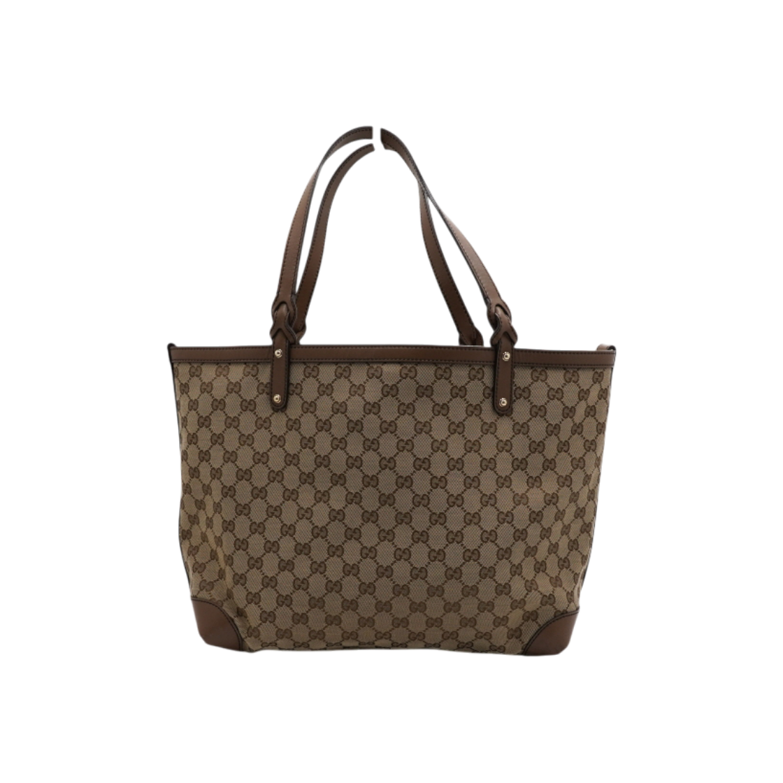 ITW3PKIJV529 Gucci GG Canvas Brown Leather Trim Shopper Shoulder Bag