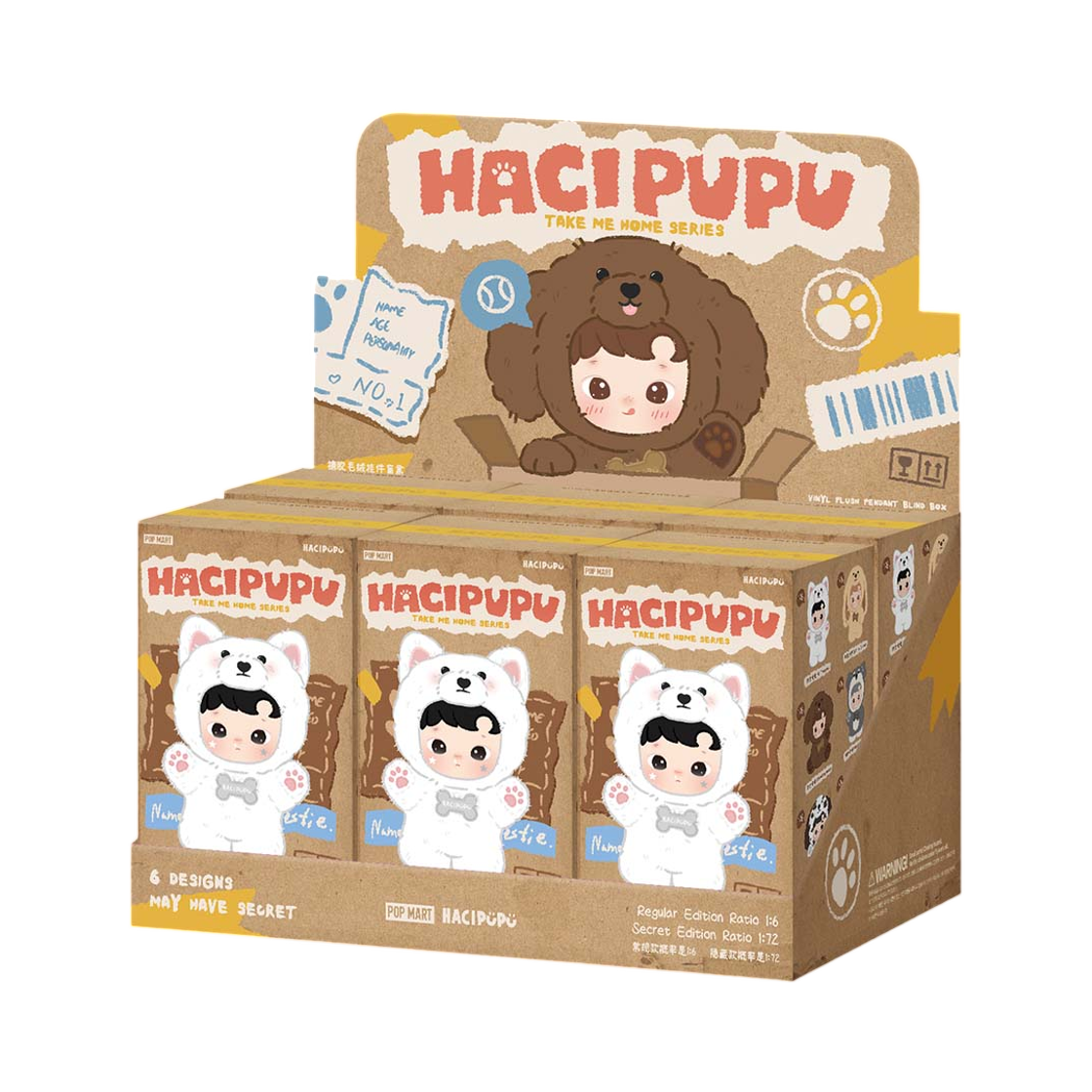 - Pop Mart Hacipupu Take Me Home Series Vinyl Plush Pendant Sealed Case (6 Blind Boxes)