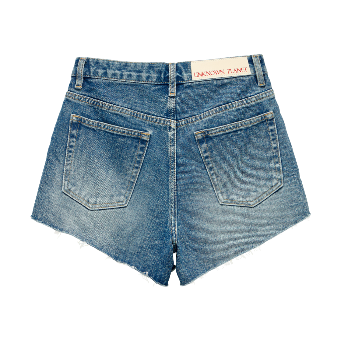 언노운플라넷 빈티지 데미지 컷오프 쇼츠 블루(UNKNOWN PLANET Vintage distressed cutoff shorts blue) - 2