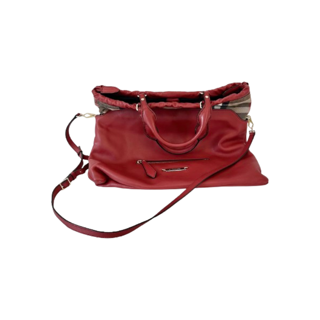 ITFK97DWUL3P Burberry House Big Crush Red Leather Tote Bag