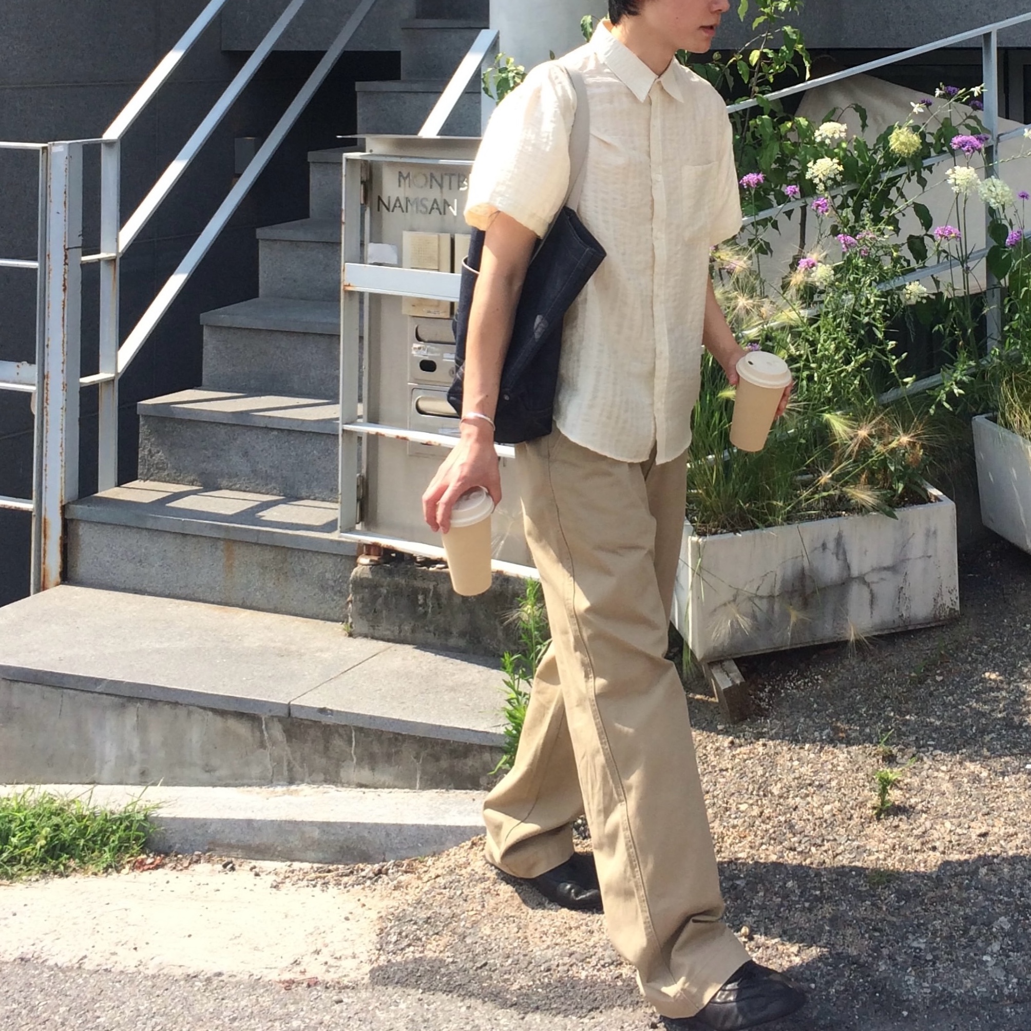 Millo Archive Poid Chino Pants Beige, Millo Archive Poid Chino Pants Black 착용 스타일 - 2