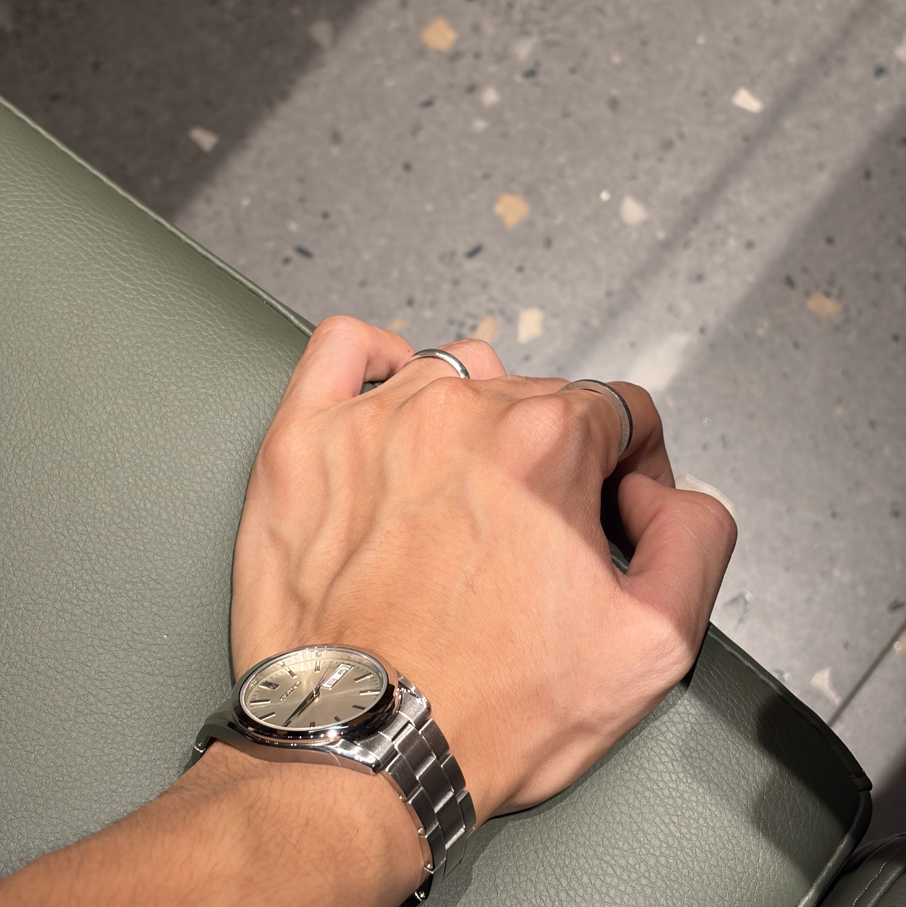 Seiko SBTH007 Silver, Maison Margiela Numerical Slim Silver Ring Silver 착용 스타일