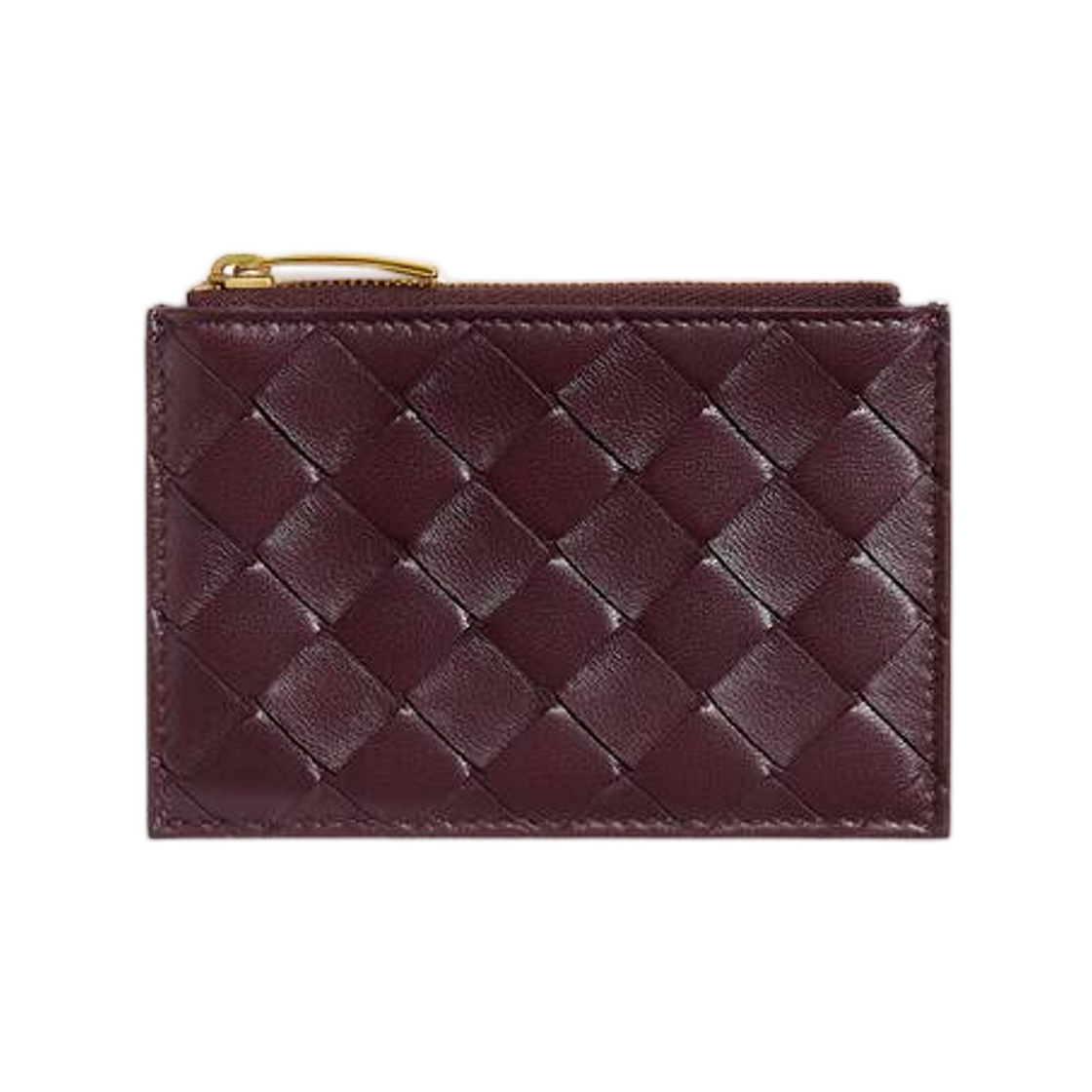 806032V1G136164 Bottega Veneta Intrecciato Zipped Card Case Deep Mahogany Butter Yellow