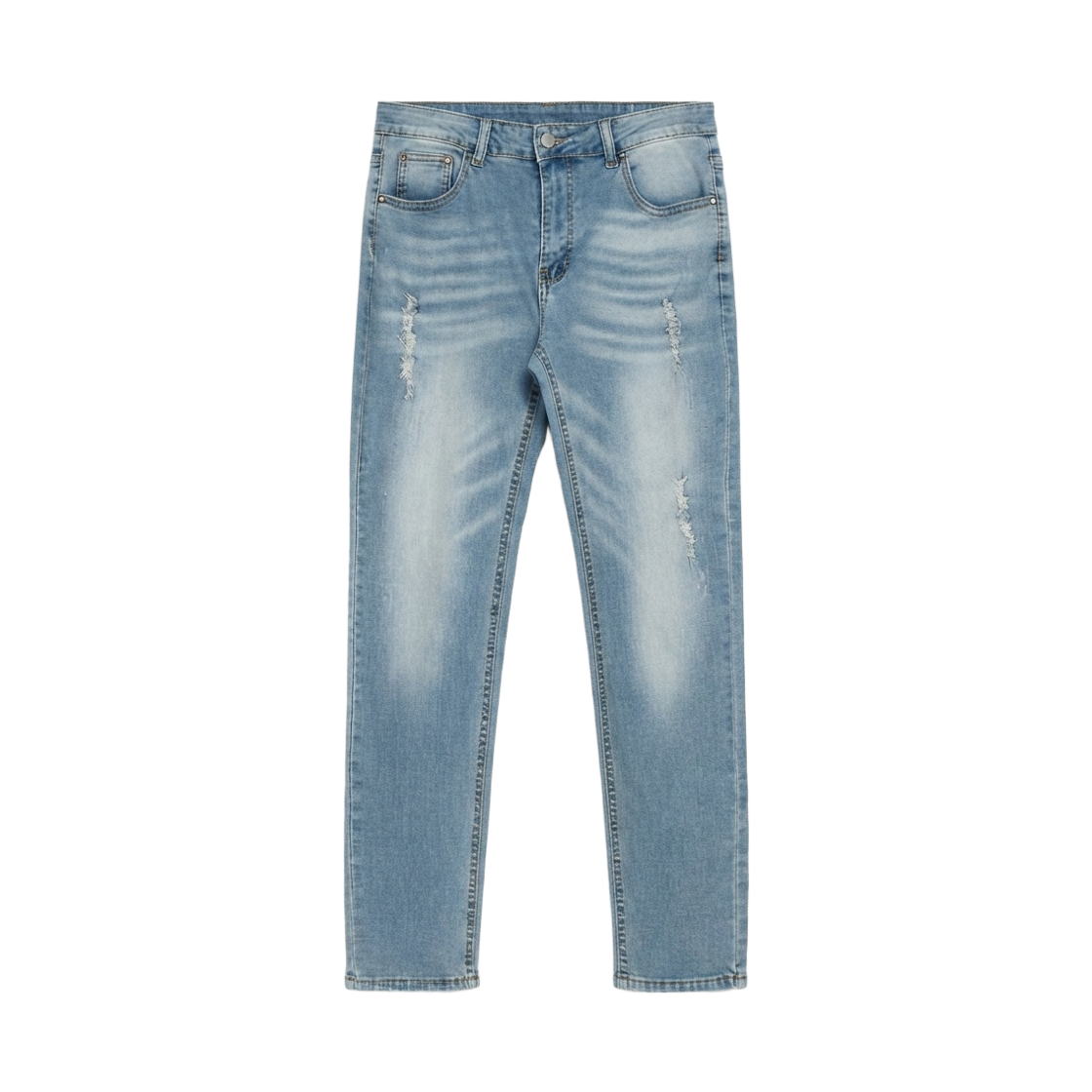 GC4236-블루 GCLIP Scratch Damage Washed Spandex Straight Jeans Blue