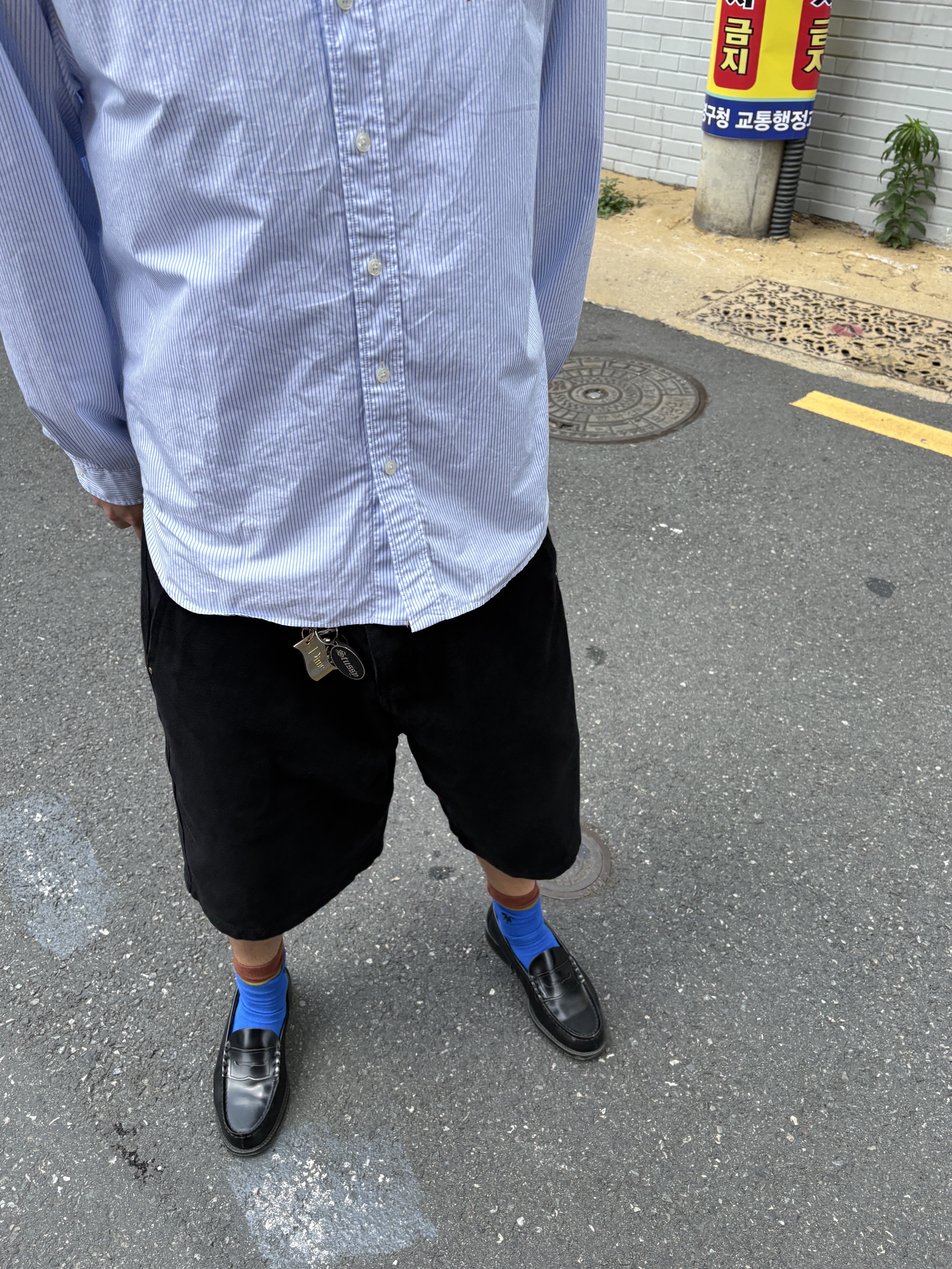 Haruta HS-9064 Wide Penny Loafer Black 착용 스타일 - 3