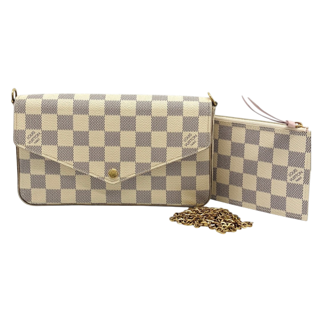 ITNUSJ8ATDFF Louis Vuitton Pochette Felicie Damier Azur Chain Crossbody Bag