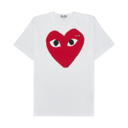 Play Comme des Garcons Large Red Heart and Emblem T-Shirt White