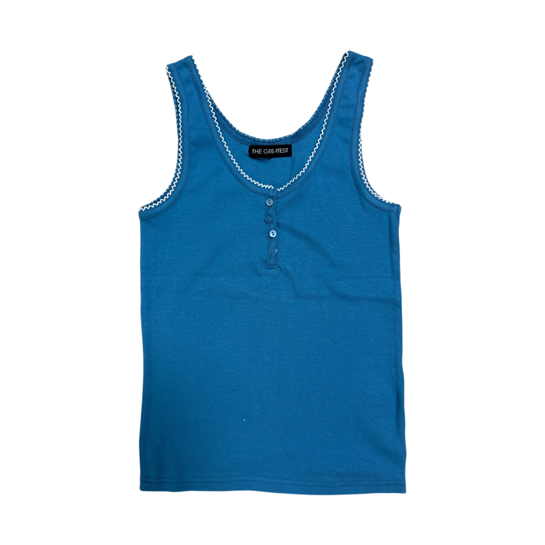 더그레이티스트 버튼헨리넥 탑 블루(THE GREATEST Button Henryneck Top Blue)