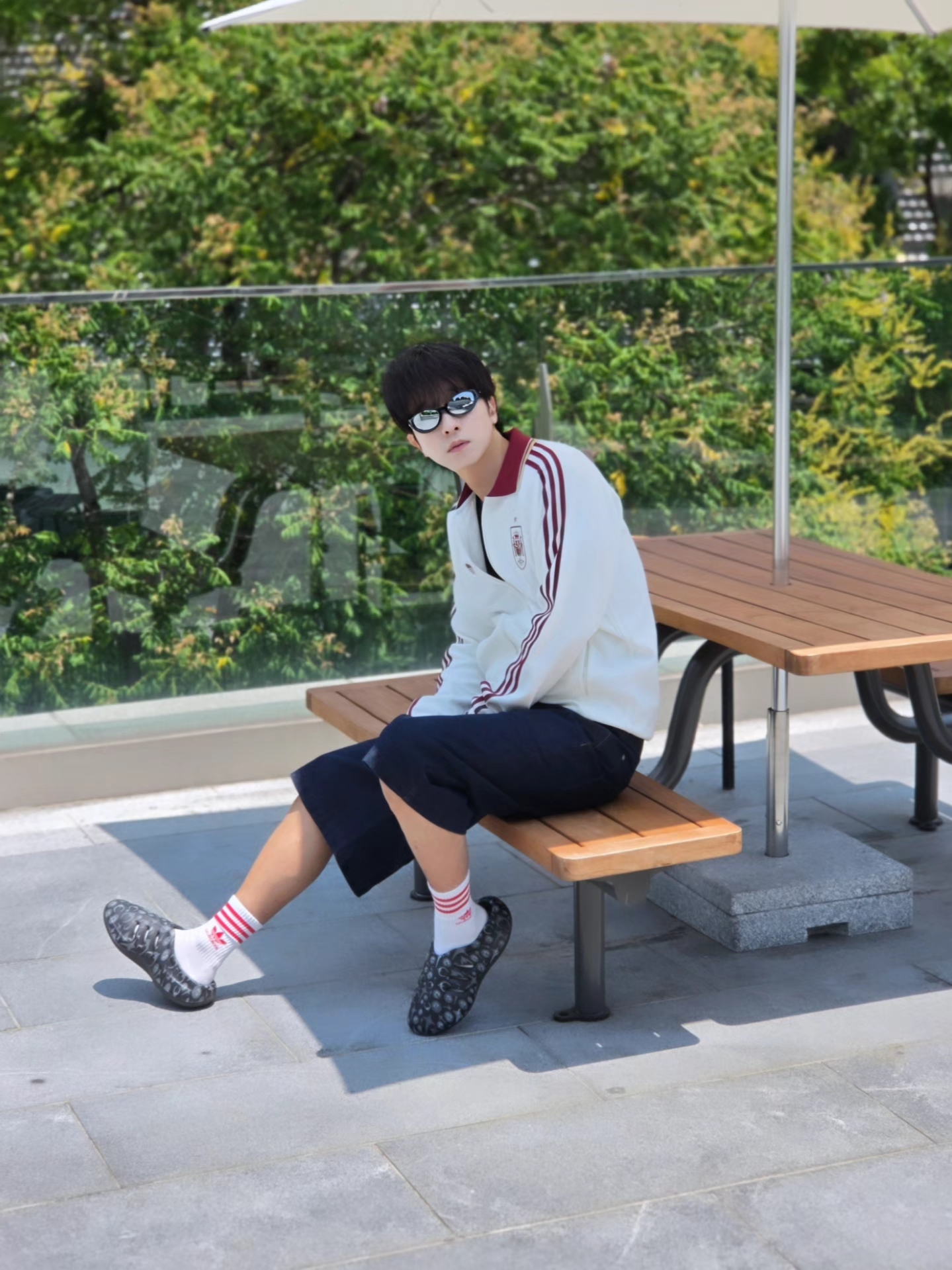 Adidas Spain Away Anthem Jacket Off White - KR Sizing (Non Marking Ver.), Adidas Spain Away Anthem Jacket Off White - US Sizing (Non Marking Ver.) 착용 스타일 - 2