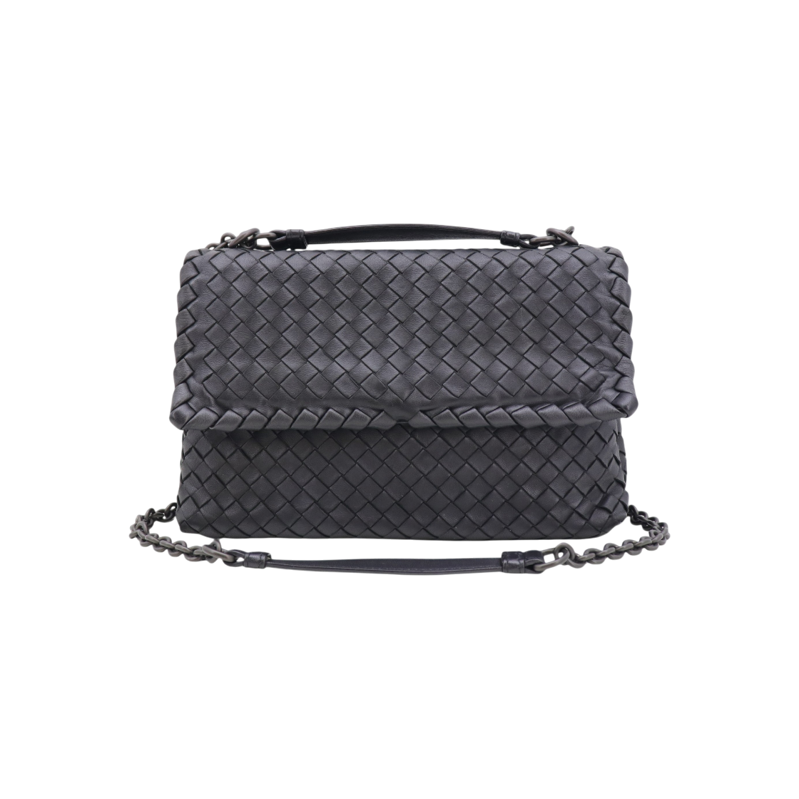 ITVV2MJ93KJM Bottega Veneta Olympia Intrecciato Chain Shoulder Bag 386498