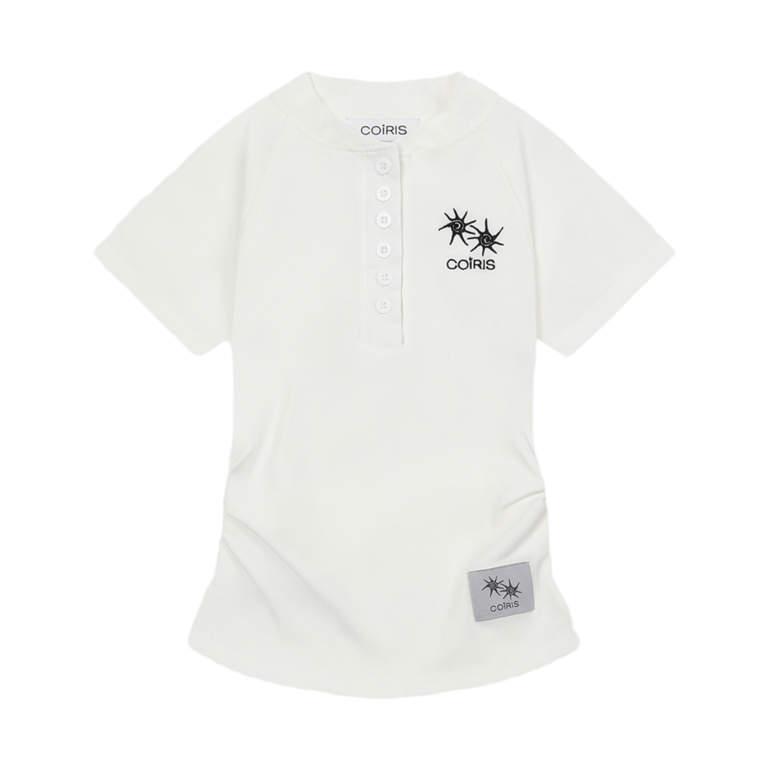 C-P00000JU Coiris Meria Henry Neck Raglan Shirring Half T White