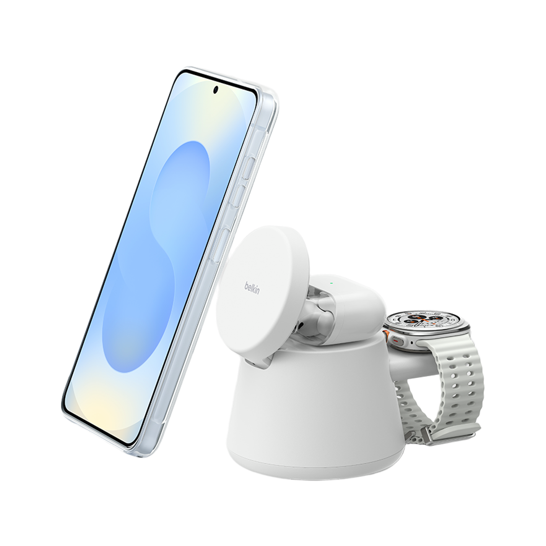 벨킨 Qi2 25W 3in1 마그네틱 무선 충전 스탠드 WIZ052 화이트(Belkin 3-in-1 Qi2 25W Magnetic Wireless Charging Stand WIZ052 White)