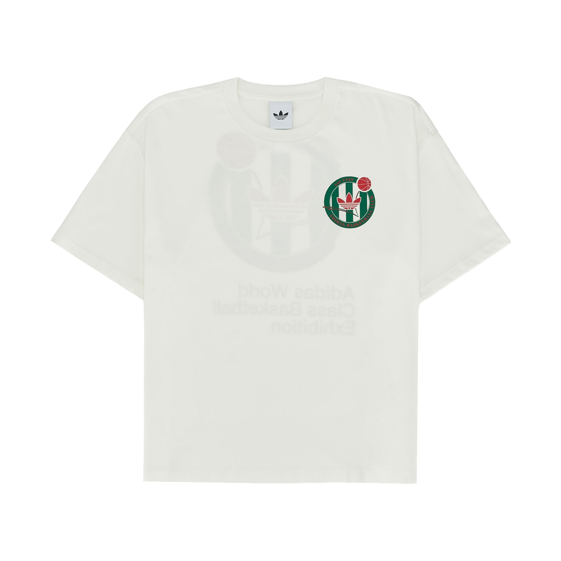 KD3614 Adidas Basketball Crest T-Shirt Off White Bold Green - KR Sizing