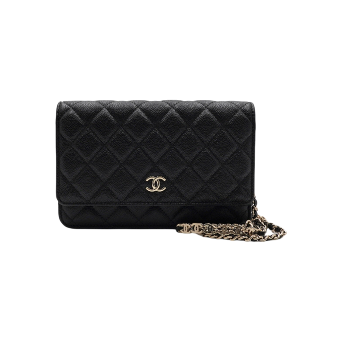 ITWHANIBGHLG Chanel AP2614 Black Caviar Gold CC Logo Chain WOC Crossbody & Shoulder Bag AA65507