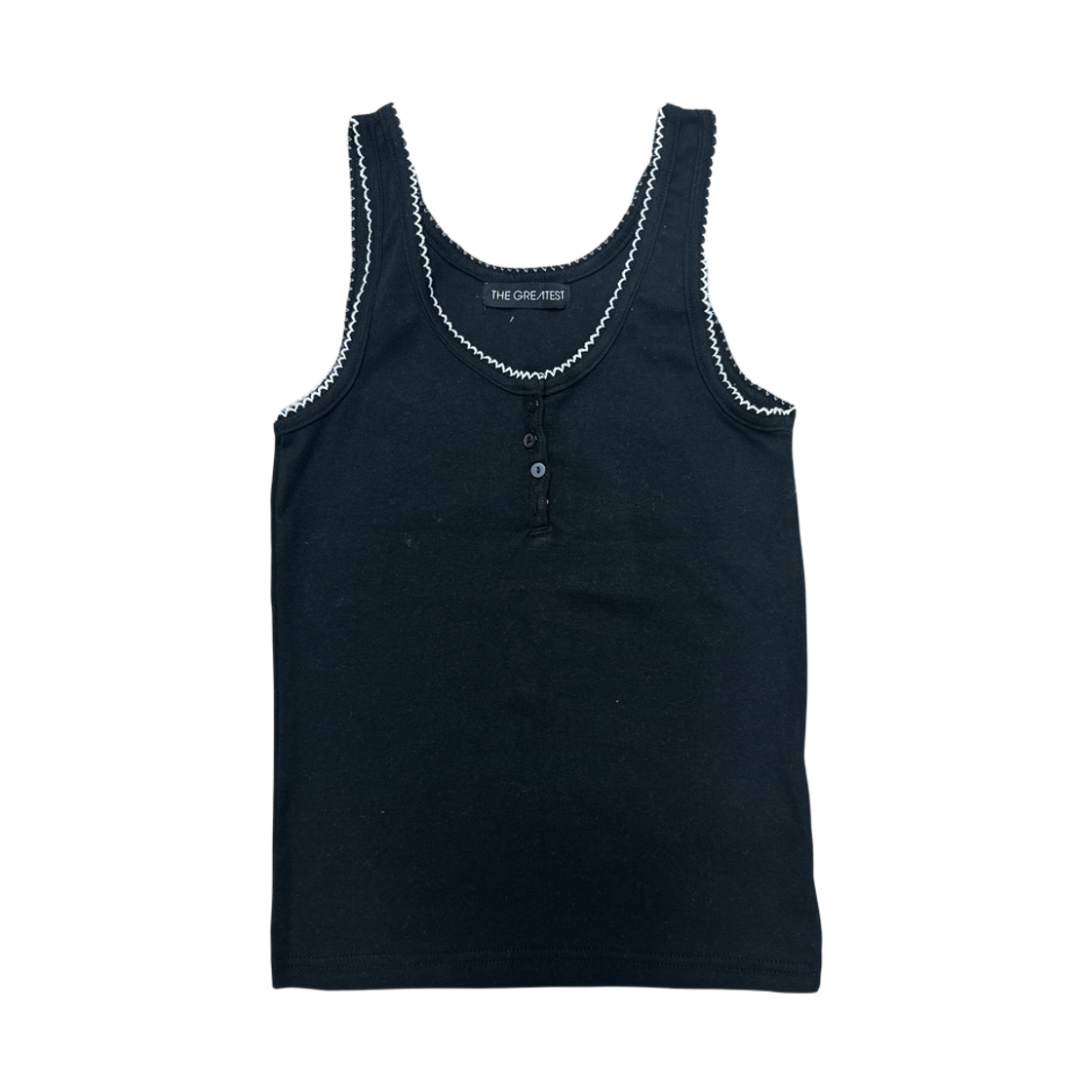 더그레이티스트 버튼헨리넥 탑 블랙(THE GREATEST Button Henryneck Top Black) - 1