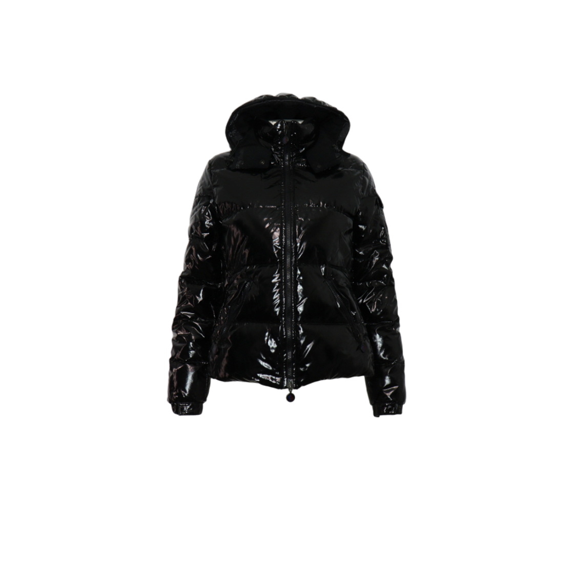 ITGLFIVSF83G Moncler Bady Glossy Black Big Logo Short Puffer Jacket