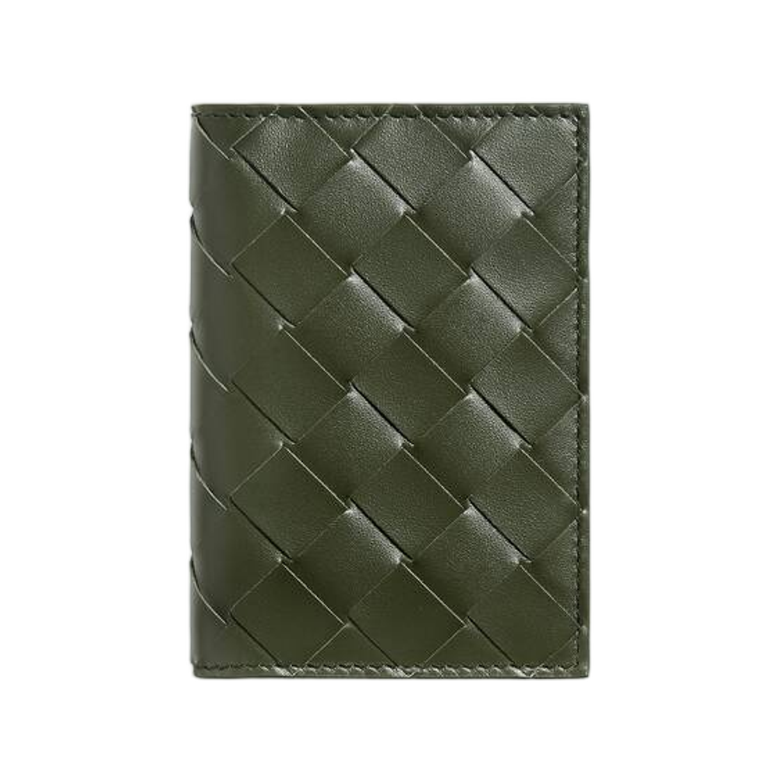 749417VCPQ63825 Bottega Veneta Intrecciato Flap Card Case Green Tweed Mineral
