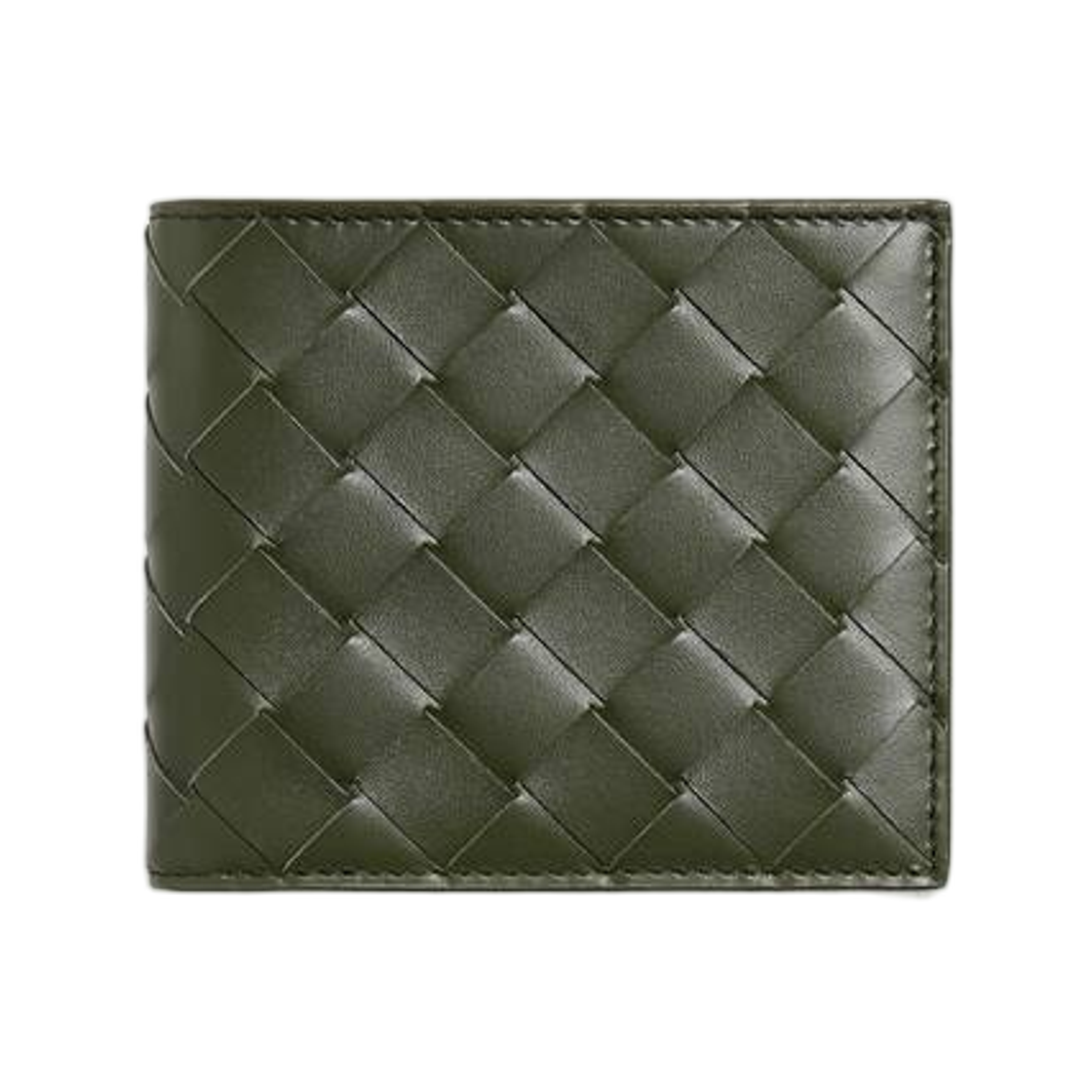 743211VCPQ63825 Bottega Veneta Intrecciato Bi-Fold Wallet Green Tweed Mineral