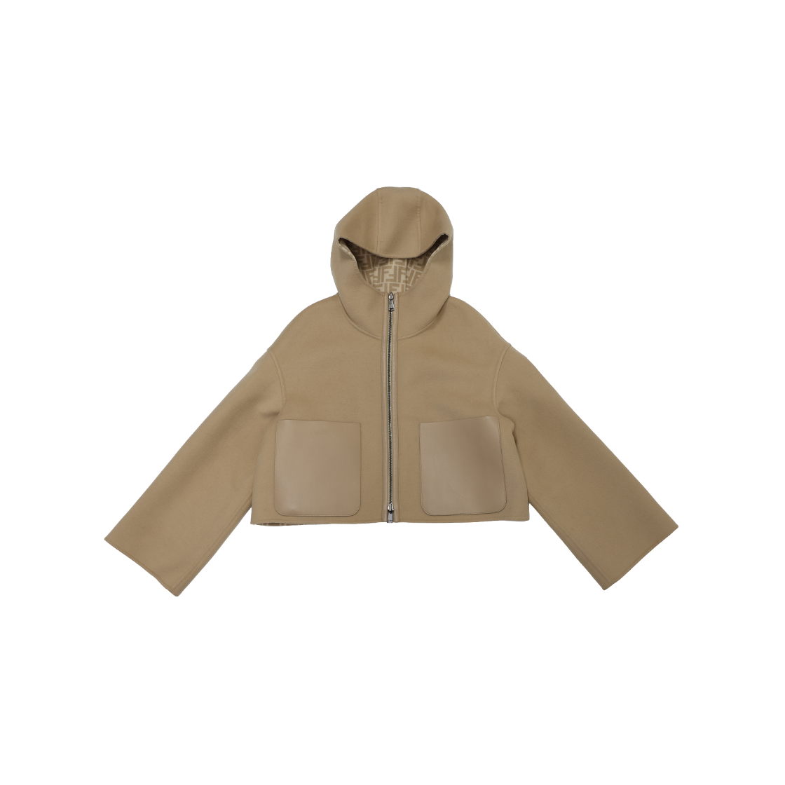 ITIFSBMUDGJ8 Fendi FJ6993 Reversible Cropped Wool Hoodie Jacket
