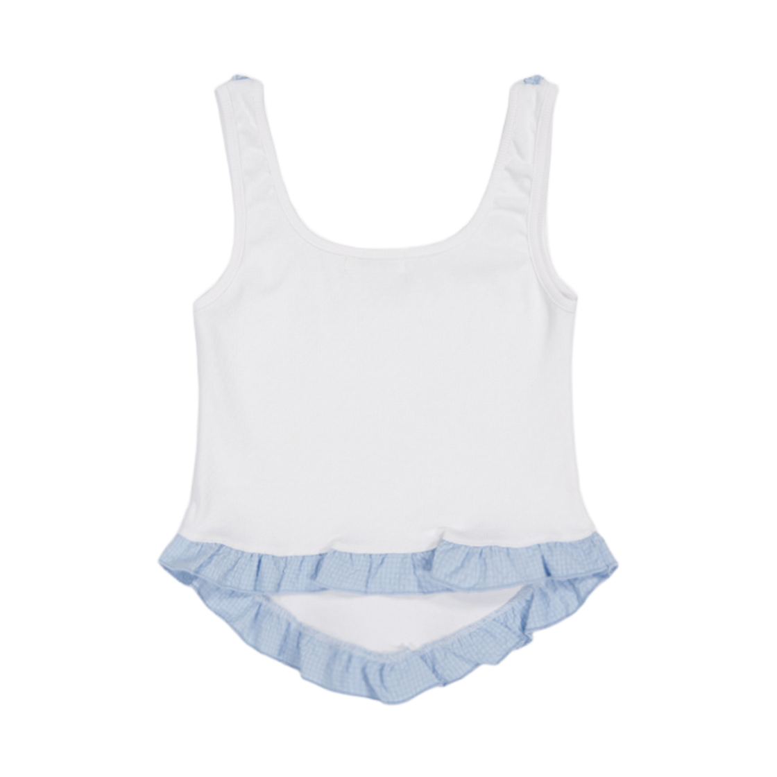 뮈르뮈르 리듀 프릴 슬리브리스 아이+스카이(MURMURE Ridu Contrast Frill Sleeveless Top Ivory+Skyblue) - 2