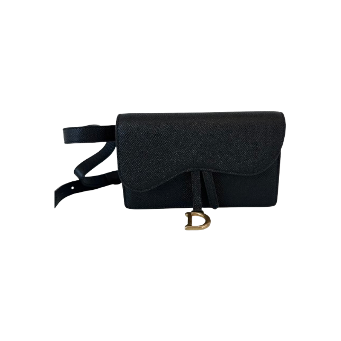 IT784GWDVT56 Dior Saddle Belt Pouch in Black Grained Calfskin