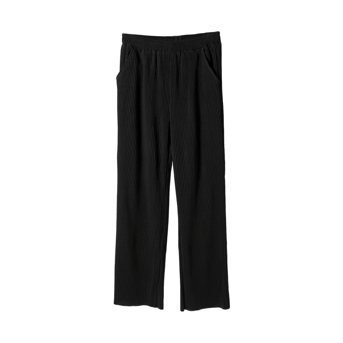 GC3912 GCLIP Banded Black Ribbed Wide Pants
