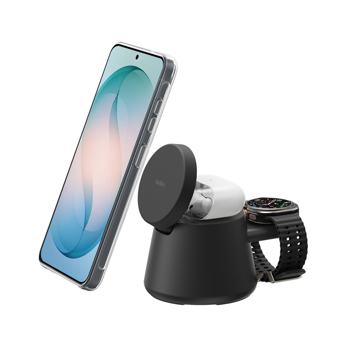 벨킨 Qi2 25W 3in1 마그네틱 무선 충전 스탠드 WIZ052 블랙(Belkin 3-in-1 Qi2 25W Magnetic Wireless Charging Stand WIZ052 Black)