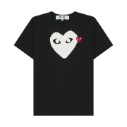 Play Comme des Garcons Red Heart Printed Heart T-Shirt Black