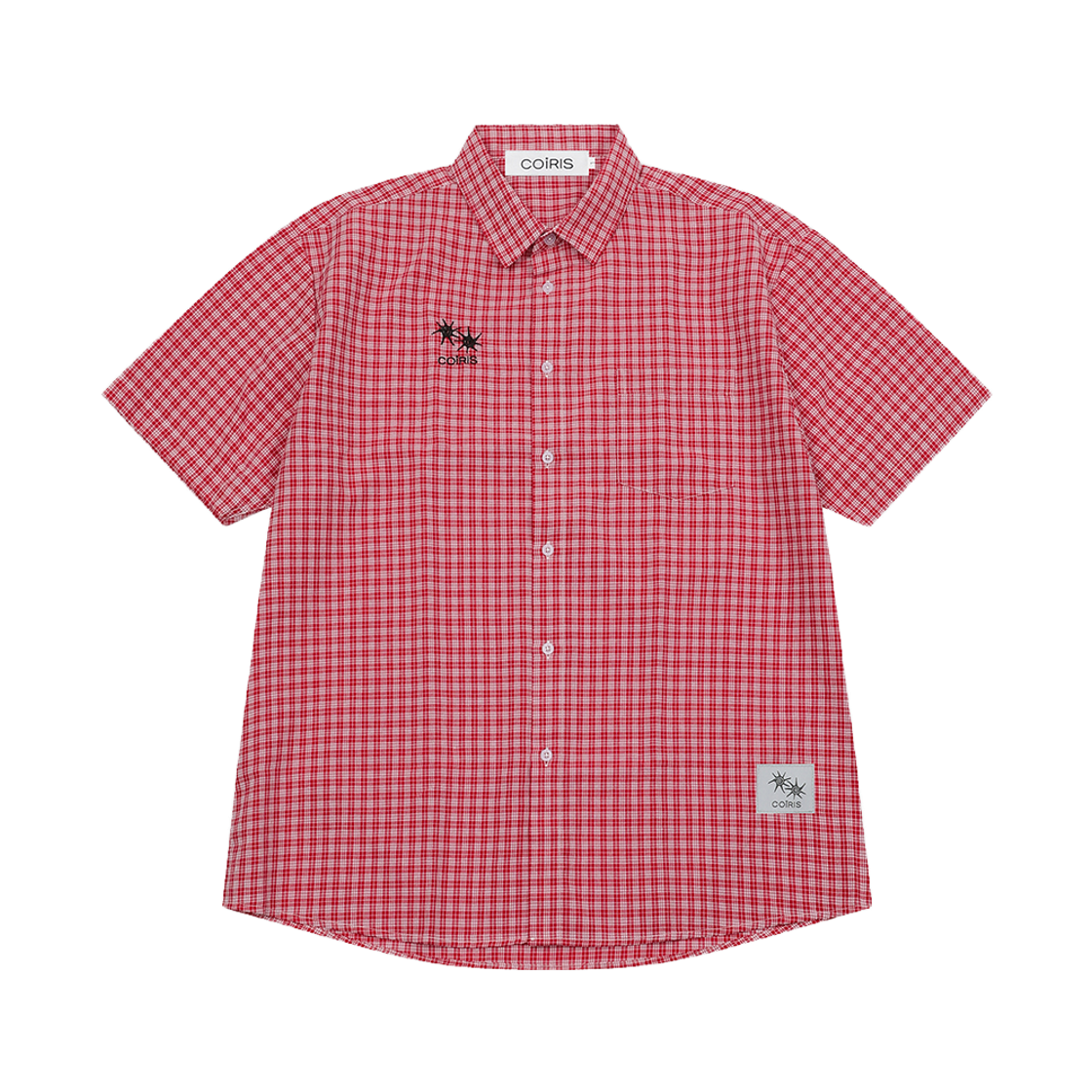 C-P00000JT Coiris Kaio Check Half Shirt Unisex Red