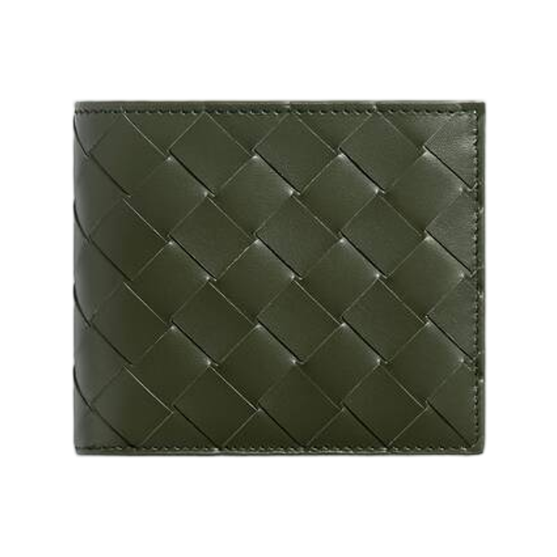 749412VCPQ63825 Bottega Veneta Intrecciato Bi-Fold Wallet With Coin Purse Green Tweed Mineral