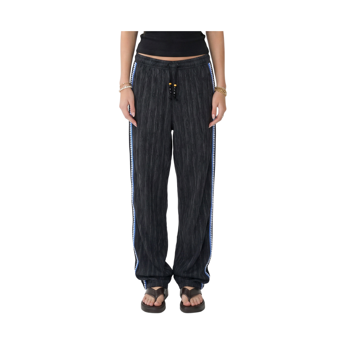 더그레이티스트 라인 플리츠 와이드팬츠 블랙(THE GREATEST Line Pleats Wide Pants Black) - 2