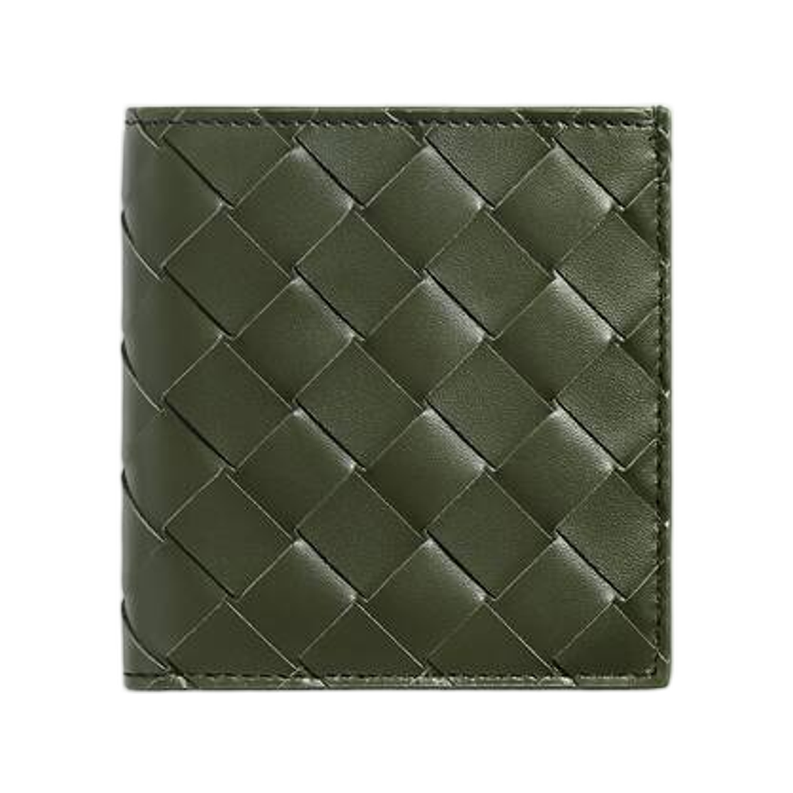 749400VCPQ63825 Bottega Veneta Intrecciato Bi-Fold Wallet Green Tweed Mineral