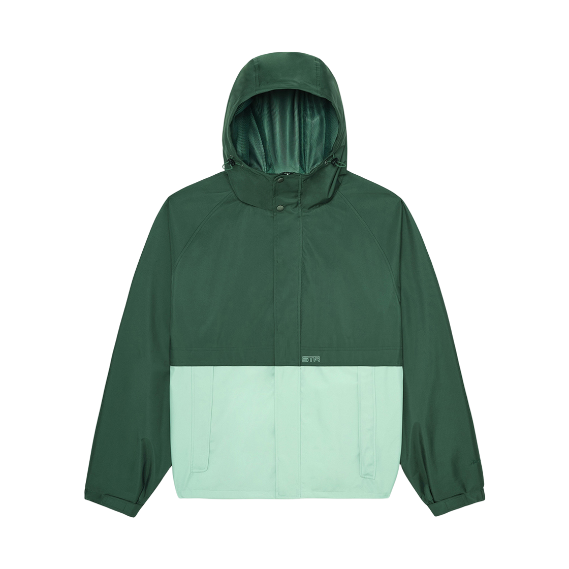 0026SROM010DK/GN Stranger Wide Fit Panelled Poly Hooded Windbreaker Dark Green