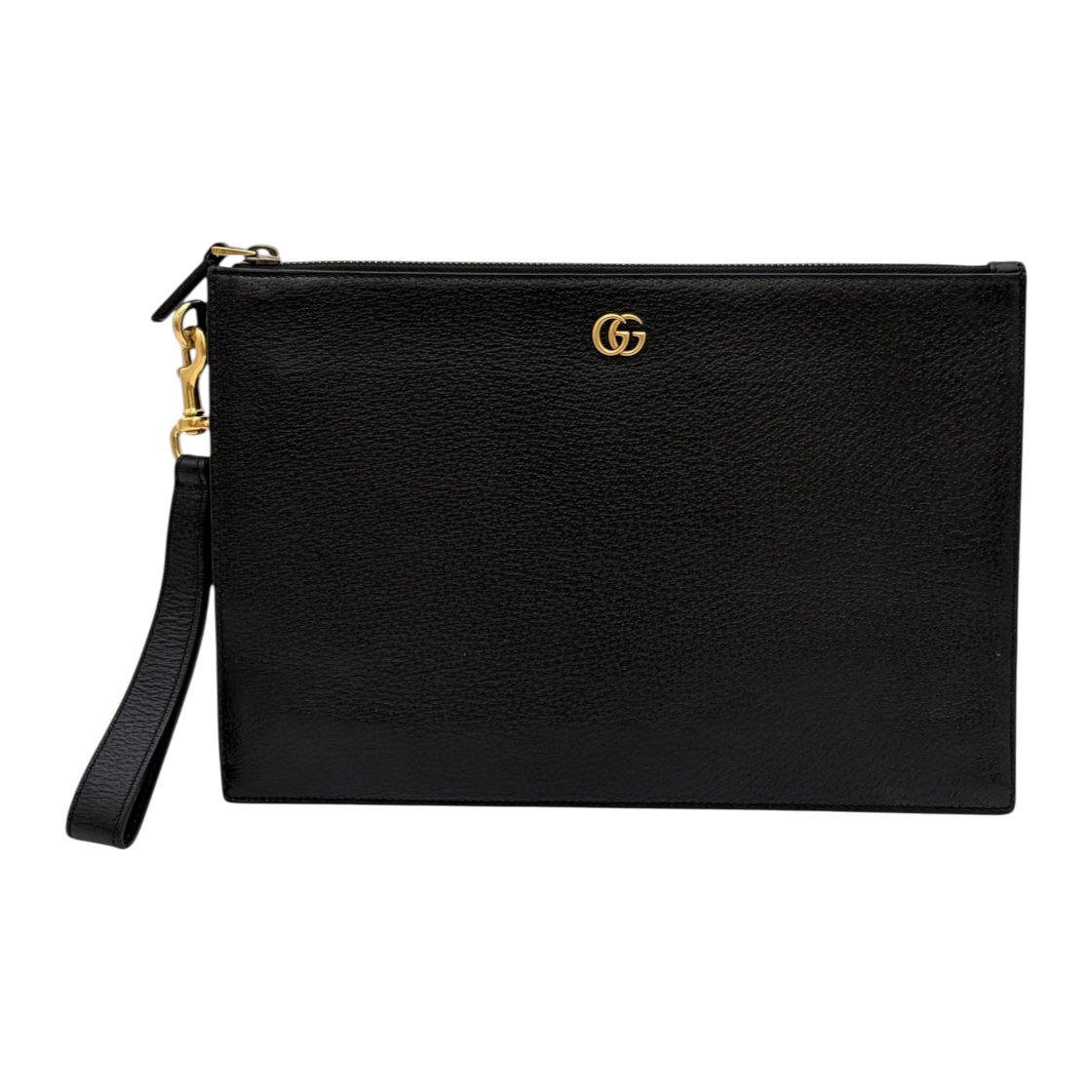 ITDRLFHGHK8R Gucci GG Marmont Leather Strap Clutch Bag - Black