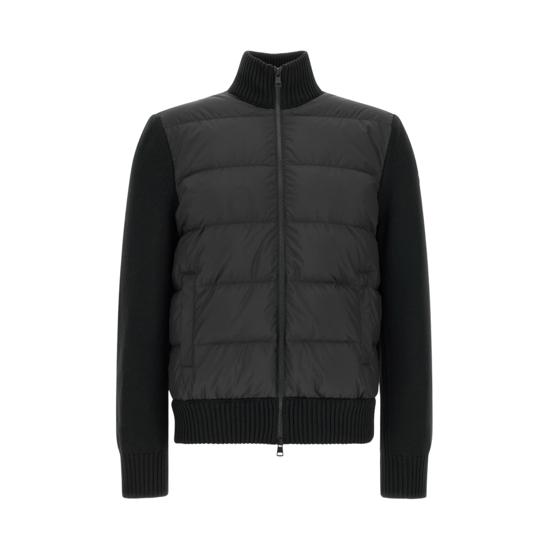 L2-091-9B00027-M1131-999 Moncler Padded Wool Zip-Up Cardigan Black - 26FW