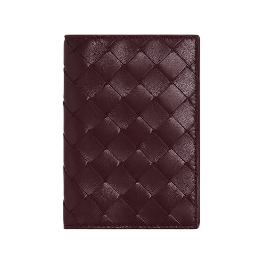 749954VCPP66161 Bottega Veneta Intrecciato Passport Case Deep Mahogany Butter Yellow