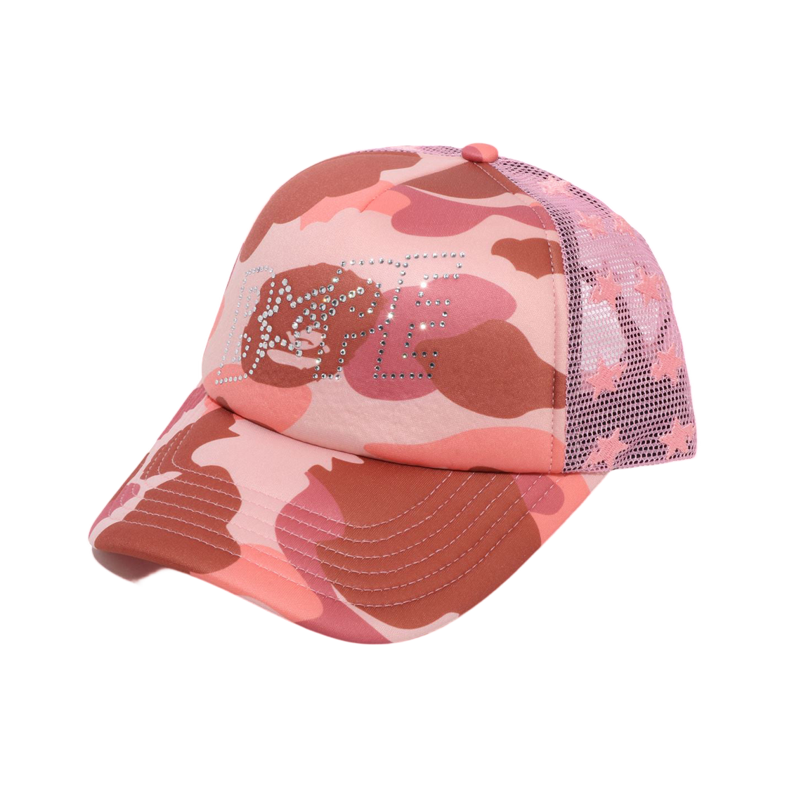 (W) 베이프 퍼스트 카모 크리스탈 스톤 베이프 스타 로고 메쉬 캡 핑크((W) BAPE 1st Camo Crystal Stone Bape Sta Logo Mesh Cap Pink) - 1