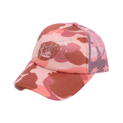 (W) BAPE 1st Camo Crystal Stone Bape Sta Logo Mesh Cap Pink