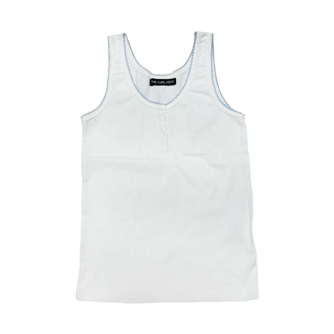 더그레이티스트 버튼헨리넥 탑 화이트(THE GREATEST Button Henryneck Top White)