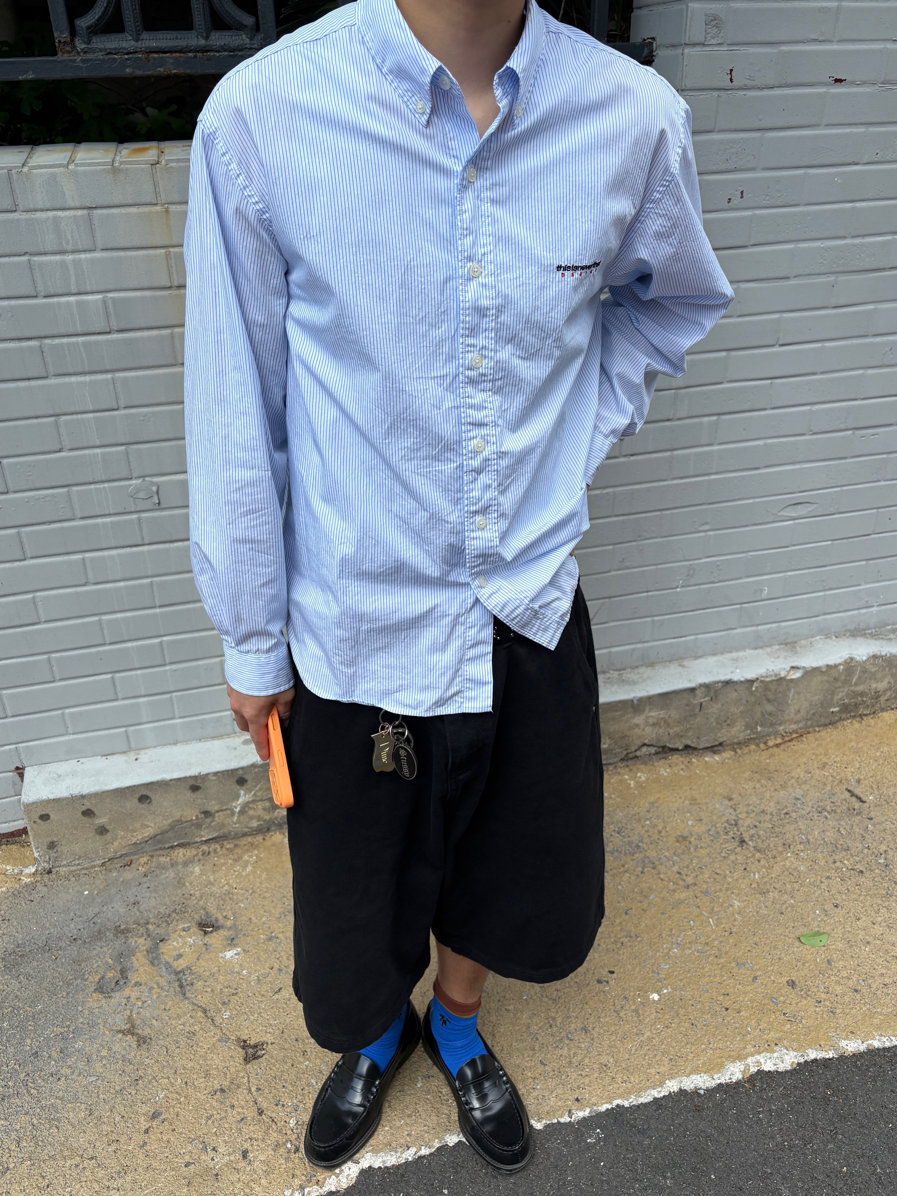 Haruta HS-9064 Wide Penny Loafer Black 착용 스타일 - 2