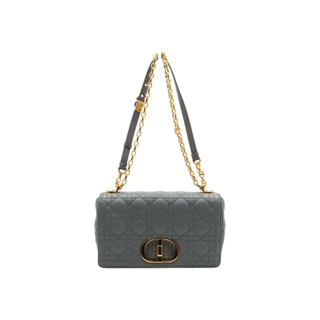 ITG4OG62JEKH Dior Caro Medium Chain Shoulder Bag in Stone Gray Cannage