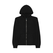 Undermycar Floral Safety Pin Assassin Velvet Yarn Knit Zipped Hoodie Black - 25SS