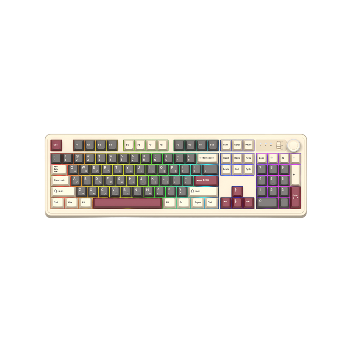 앱코 AF108PRO ABKO x SOAI 콜라보 3모드 기계식 키보드 와인 그레이 세이야축(ABKO AF108PRO ABKO x SOAI Collaboration 3 Mod Mechanical Keyboard Wine Gray Seiya Axis) - 2
