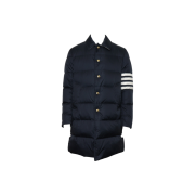 THOM BROWNE MOD040X Navy Nylon Matte Finish Down Long Puffer Jacket
