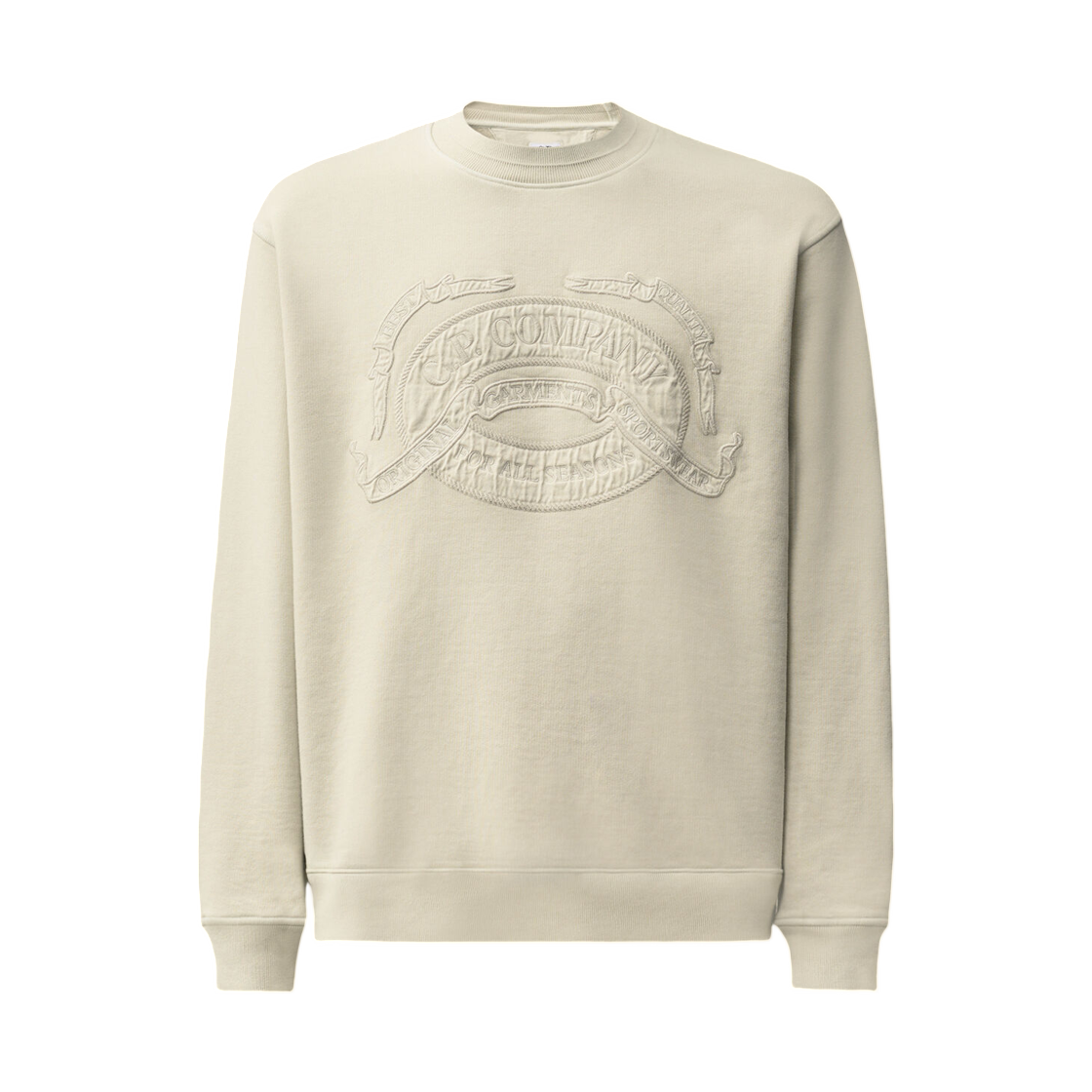 21CMSS174A006453O120 C.P. Company Cotton Fleece Crewneck Logo Sweatshirt Silver Birch - 26FW