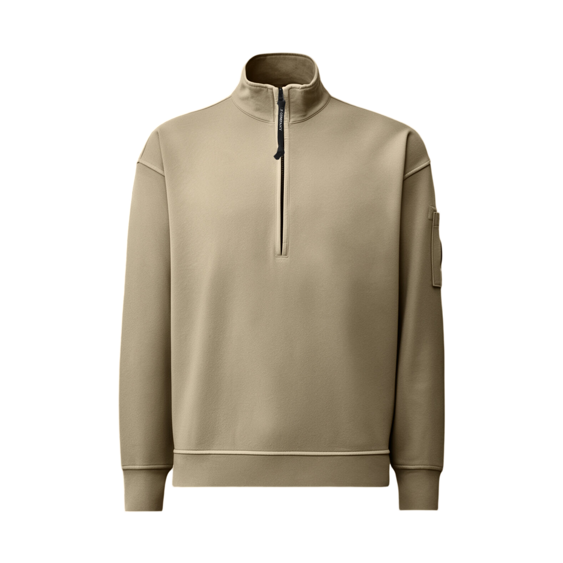 21CMSS020A006372M356 C.P. Company Brushed and Emerized Diagonal Fleece Mixed Boxy Half Zip Lens Sweatshirt Fallen Rock Beige - 26FW