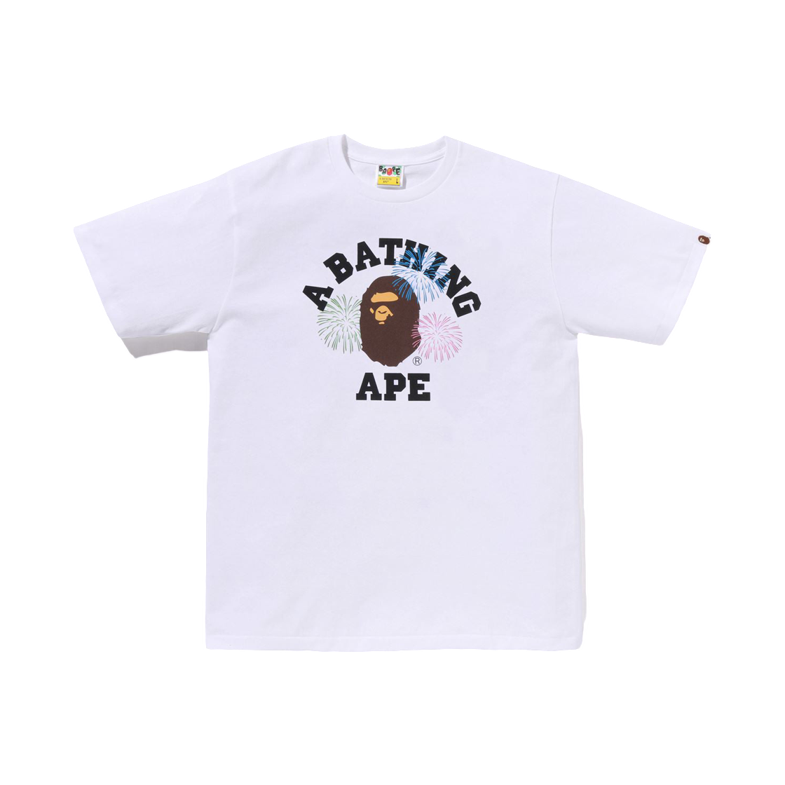 베이프 에이프 헤드 파이어워크 컬리지 티셔츠 화이트(BAPE Ape Head Firework College T-Shirt White) - 1