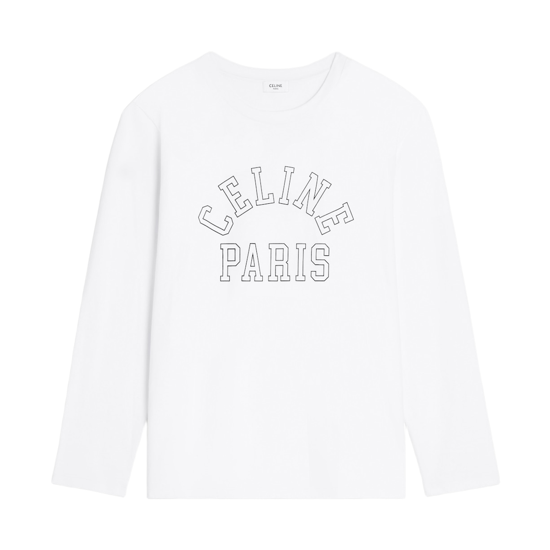 (W) 셀린느 롱슬리브 티셔츠 코튼 저지 오프 화이트 블랙((W) Celine Long Sleeved T-Shirt in Cotton Jersey Off White Black)