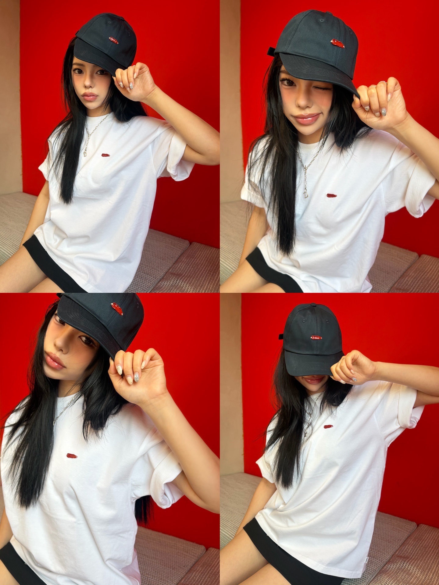 AKRYL Icon Cap Black - 26FW, AKRYL Jersey Tee White - 26FW 착용 스타일