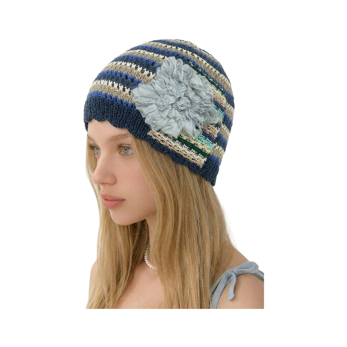 더그레이티스트 플라워페이퍼비니 블루(THE GREATEST Flower Paper Beanie Blue) - 2
